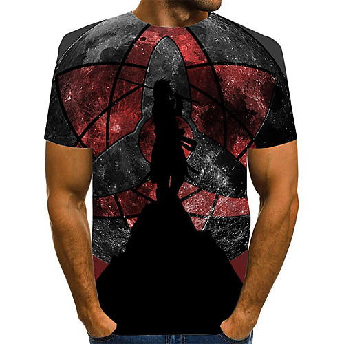 

Men's Geometric Graphic Print T-shirt Street chic Exaggerated Daily Going out Rainbow