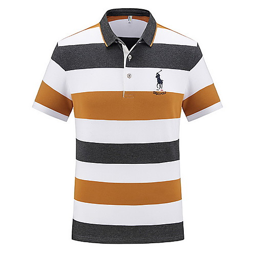 

Men's Striped Print Polo Daily Blue / Yellow / Green