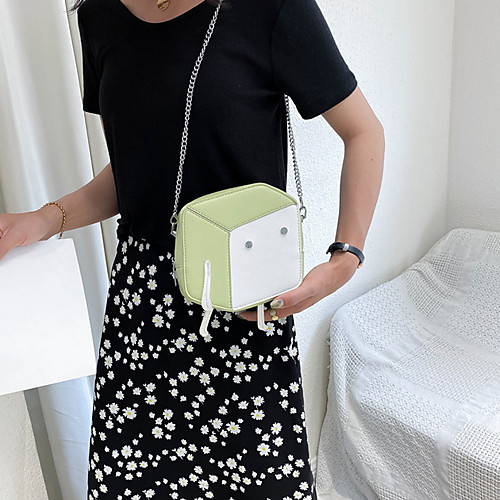 

Women's Chain PU Crossbody Bag Color Block Black / Purple / Yellow