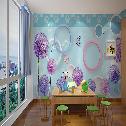 

Custom Self Adhesive Mural Wallpaper Embroidered Ball Children Cartoon Style Suitable For Bedroom Children's Room School Party Art Deco Home Decoration