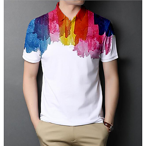 

Men's Rainbow Graphic Polo Basic Elegant Daily Going out Rainbow
