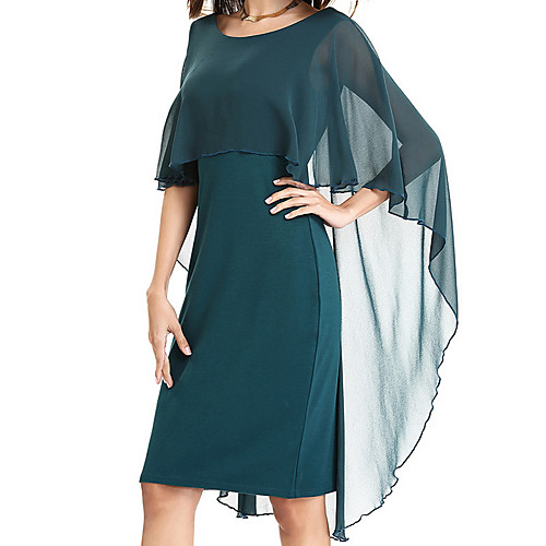 

Women's A-Line Dress Knee Length Dress - Short Sleeves Solid Color Summer Casual Chinoiserie 2020 Black Green Dusty Blue S M L XL XXL XXXL XXXXL