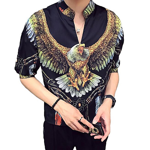 

Men's Shirt Graphic Animal Print Half Sleeve Daily Tops Sexy Streetwear White Black Blue