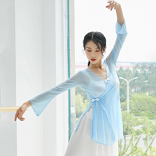 

Ballet Top Bow(s) Split Women's Training Performance Long Sleeve High Stretch Yarn