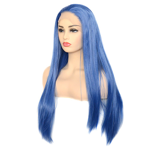 

Vogue Queen Dark Blue Synthetic Lace Front Wig High Density Long Straight Daily Wearing For Women