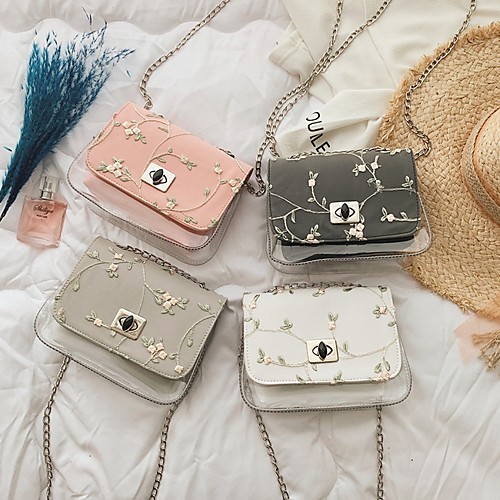 

Women's PVC Crossbody Bag Embroidery White / Black / Blushing Pink