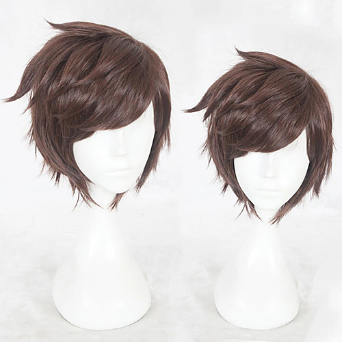 

Cosplay Wig Ye Xiu The Kings Avatar Straight Cosplay Asymmetrical With Bangs Wig Short Brown Synthetic Hair 12 inch Men's Anime Cosplay Cool Brown