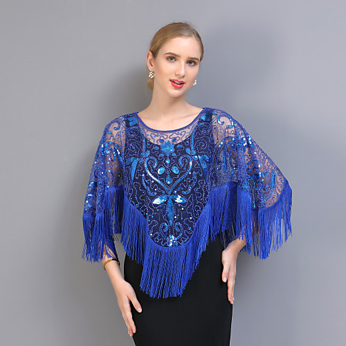 

3/4 Length Sleeve Capes Tulle Party / Evening / Office / Career Shawl & Wrap With Tassel