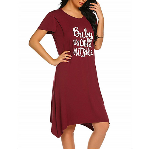 

Women's A-Line Dress Knee Length Dress - Short Sleeves Letter Summer Casual Vintage 2020 Red S M L XL XXL