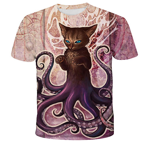 

Men's Tie Dye Graphic Cat Print T-shirt Street chic Exaggerated Daily Holiday Rainbow