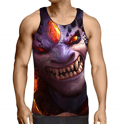 

Men's Graphic Print Tank Top Street chic Exaggerated Daily Going out Rainbow