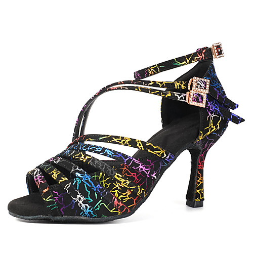 

Women's Latin Shoes Salsa Shoes Heel Buckle Flared Heel Rainbow Buckle