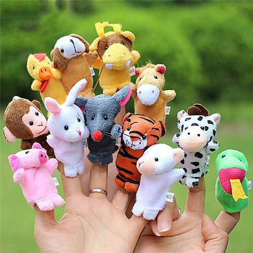 

12 pcs Finger Puppets Hand Puppets Stuffed Animal Plush Toy Animal Series Monkey Cute Cartoon Novelty Lovely Textile Plush Imaginative Play, Stocking, Great Birthday Gifts Party Favor Supplies Boys