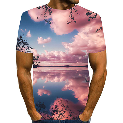 

Men's Graphic Scenery Print T-shirt Street chic Exaggerated Daily Going out Rainbow