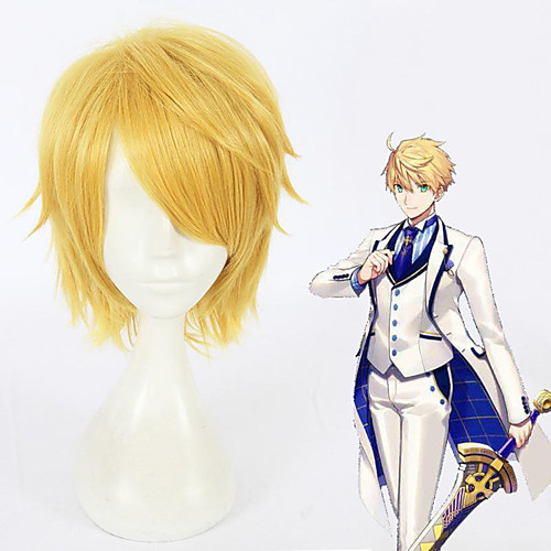 

Cosplay Costume Wig Cosplay Wig Arthur Pendragon Fate / Stay Night Straight Cosplay Short Bob Wig Short Blonde Synthetic Hair 12 inch Men's Anime Cosplay Cool Blonde