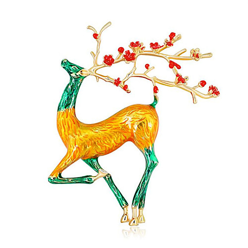 

Women's Brooches Classic Deer Fashion Brooch Jewelry Red Yellow For Gift Date Festival