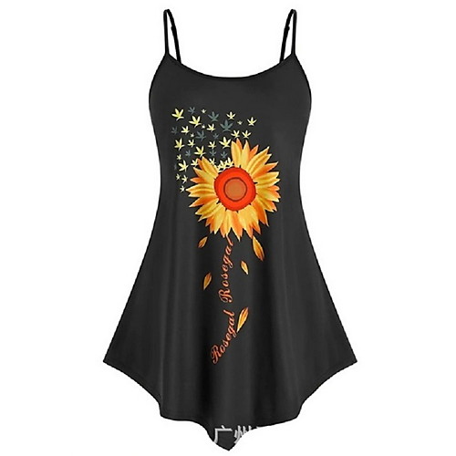 

Women's Camisole Floral Tops Round Neck Daily Summer Black Blue Purple Red Gray S M L XL 2XL 3XL 4XL 5XL