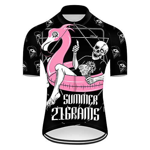 

21Grams Men's Short Sleeve Cycling Jersey Black / Red Flamingo Bike Top Mountain Bike MTB Road Bike Cycling Breathable Sports Clothing Apparel / Micro-elastic