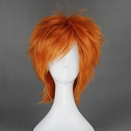 

Cosplay Costume Wig Cosplay Wig Shugo Chara Straight Cosplay Asymmetrical With Bangs Wig Short Orange Synthetic Hair 14 inch Men's Anime Cosplay Best Quality Orange