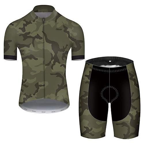 

21Grams Men's Short Sleeve Cycling Jersey with Shorts Nylon Polyester Camouflage Patchwork Camo / Camouflage Bike Clothing Suit Breathable 3D Pad Quick Dry Ultraviolet Resistant Reflective Strips