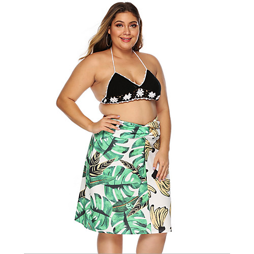 

Women's Daily Wear / Going out Basic A Line Skirts - Floral / Geometric Print Green L XL XXL
