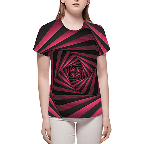 

Women's Tops Graphic 3D Print T-shirt - Print Round Neck Basic Daily Spring Summer Blue Red Yellow S M L XL 2XL 3XL 4XL 5XL 6XL