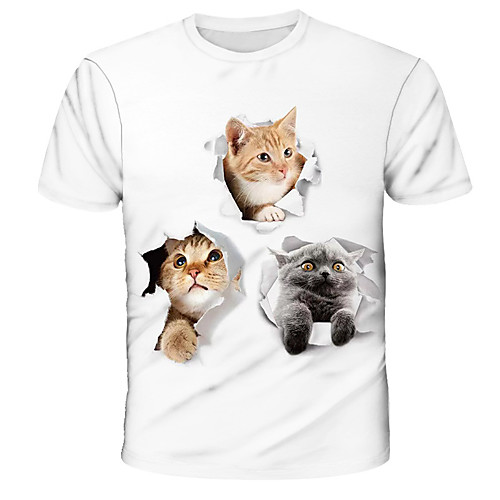 

Men's T shirt Graphic Print Short Sleeve Daily Tops Streetwear Exaggerated Dark Gray Combo White