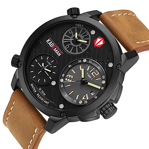 

Men's Sport Watch Quartz Modern Style Stylish Leather Water Resistant / Waterproof Calendar / date / day Analog Cool Big Face - Blue Red Gold / Stainless Steel