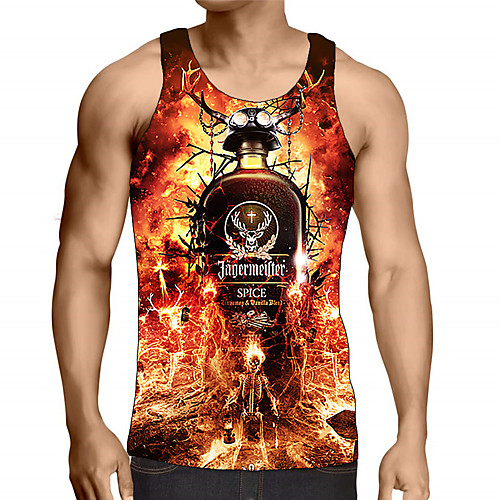 

Men's Graphic Letter Print Tank Top Street chic Exaggerated Daily Going out Rainbow