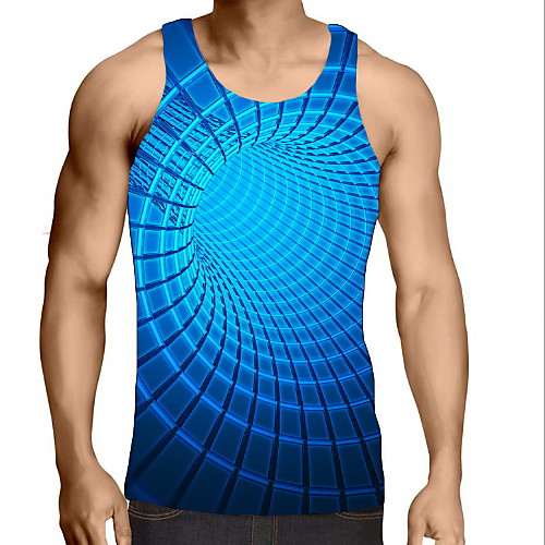 

Men's Graphic 3D Print Print Tank Top Daily Blue
