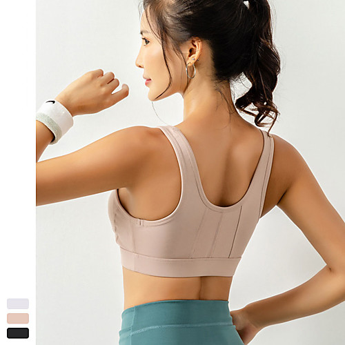 

Women's Sports Bra High Support Wireless Fashion White Black Light Pink Nylon Yoga Fitness Running Top Sport Activewear High Impact Quick Dry Breathable Comfortable Freedom Stretchy
