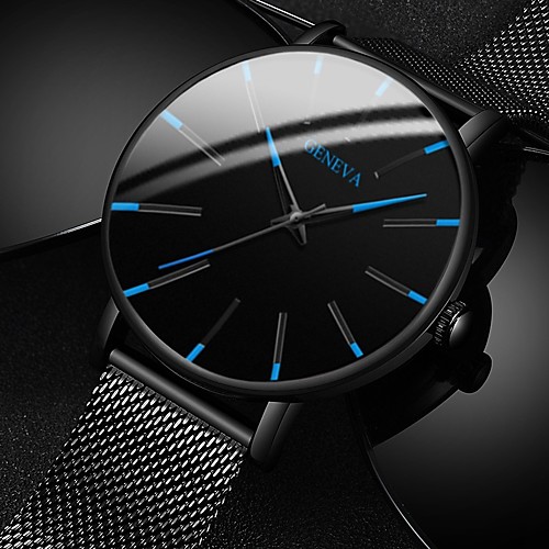 

Men's Steel Band Watches Quartz Modern Style Stylish Stainless Steel Black / Silver / Rose Gold Casual Watch Cool Large Dial Analog Minimalist Fashion - Black Blue Red One Year Battery Life