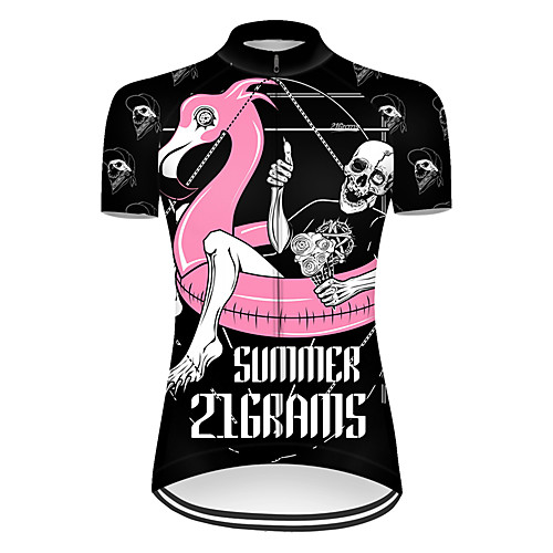 

21Grams Women's Short Sleeve Cycling Jersey Black / Red Flamingo Bike Top Mountain Bike MTB Road Bike Cycling Breathable Sports Clothing Apparel / Micro-elastic