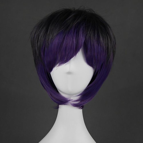 

Cosplay Wig Lolita Straight Cosplay Halloween With Bangs Wig Short Purple Synthetic Hair 14 inch Men's Anime Cosplay Creative Mixed Color