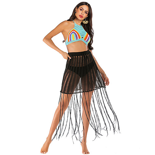 

Women's Holiday Sexy Swing Skirts - Striped / Solid Colored Lace / Tulle Black S M L