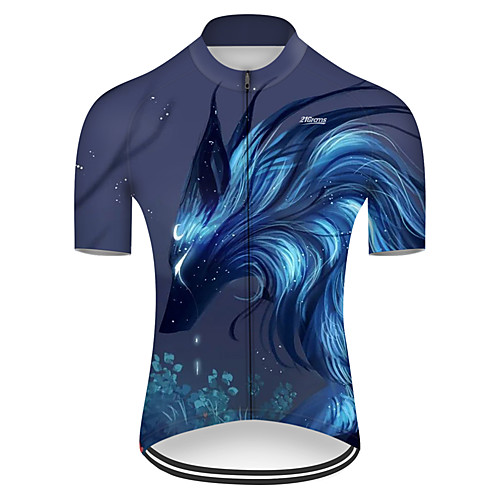 

21Grams Men's Short Sleeve Cycling Jersey Nylon Polyester Black / Blue Dragon Animal Floral Botanical Bike Jersey Top Mountain Bike MTB Road Bike Cycling Breathable Quick Dry Ultraviolet Resistant