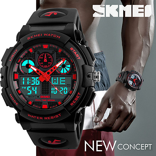 

SKMEI Boys' Wrist Watch Digital Quilted PU Leather Black 50 m Water Resistant / Waterproof Calendar / date / day Stopwatch Analog - Digital Casual Fashion - Red Green Blue / Noctilucent