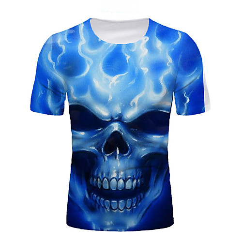 

Men's Graphic Skull Print T-shirt Daily Blue