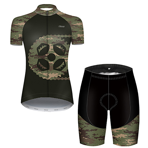 

21Grams Women's Short Sleeve Cycling Jersey with Shorts Camouflage Camo / Camouflage Bike Breathable Sports Patterned Mountain Bike MTB Road Bike Cycling Clothing Apparel / Stretchy