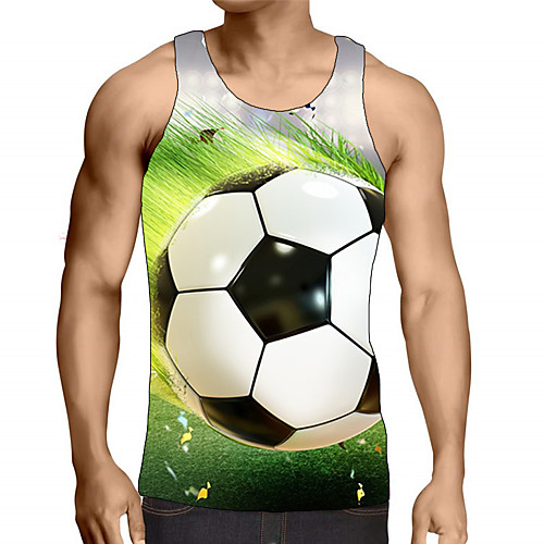 

Men's Graphic Print Tank Top Street chic Exaggerated Daily Going out Blue / Red / Green / Rainbow / Gray