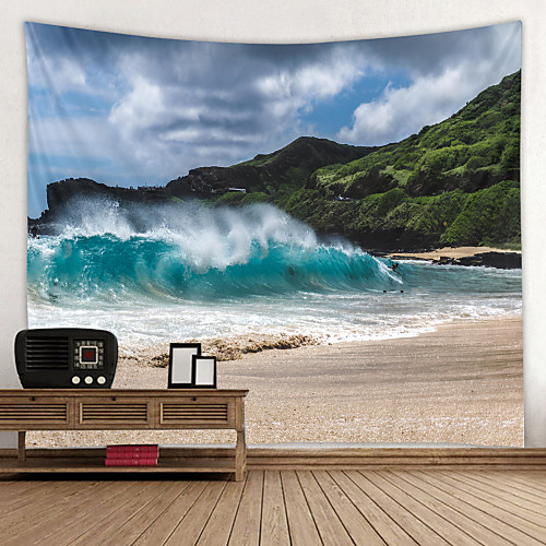 

Sea Wave Digital Printed Tapestry Decor Wall Art Tablecloths Bedspread Picnic Blanket Beach Throw Tapestries Colorful Bedroom Hall Dorm Living Room Hanging