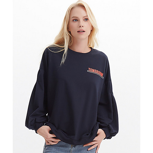 

Women's Sweatshirt Solid Colored / Letter Basic Navy Blue M L XL XXL XXXL