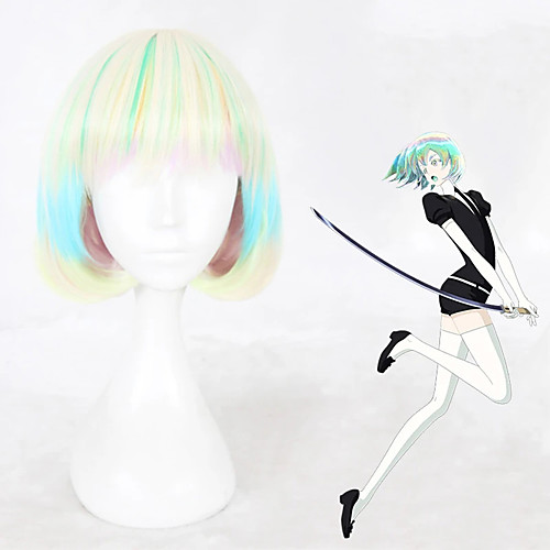 

Cosplay Wig Diamond Land of the Lustrous Straight Cosplay Bob Wig Short Blue Synthetic Hair 14 inch Women's Anime Cosplay Ombre Hair Blue