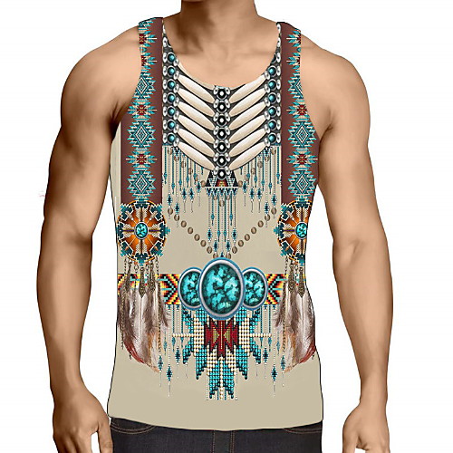 

Men's Graphic Print Tank Top Daily Khaki