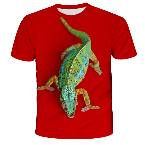 

Men's Graphic Animal Print T-shirt Street chic Exaggerated Daily Holiday Red