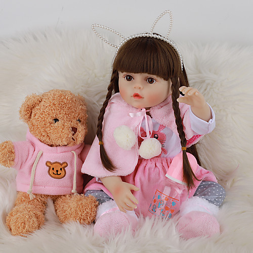 

FeelWind 18 inch Reborn Doll Baby & Toddler Toy Reborn Toddler Doll Baby Girl Gift Cute Lovely Parent-Child Interaction Tipped and Sealed Nails 3/4 Silicone Limbs and Cotton Filled Body LV076 with