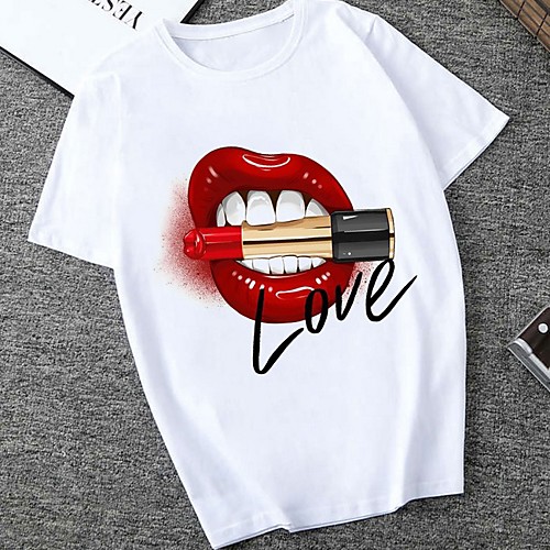 

Women's Geometric T-shirt Daily Black / Red / Blushing Pink