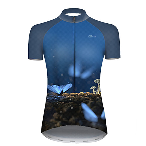 

21Grams Women's Short Sleeve Cycling Jersey Black / Blue Butterfly Bike Top Mountain Bike MTB Road Bike Cycling Breathable Sports Clothing Apparel / Micro-elastic