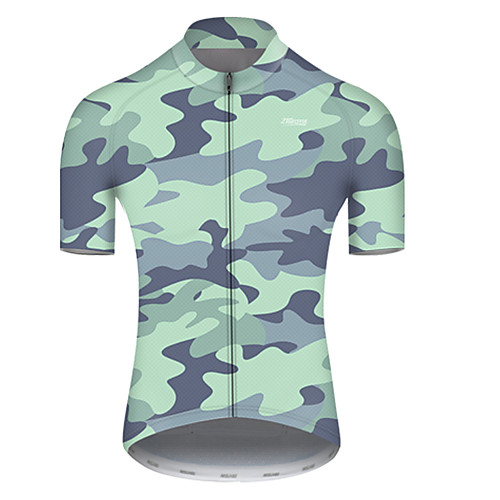 

21Grams Men's Short Sleeve Cycling Jersey Nylon Polyester BlueGreen Patchwork Camo / Camouflage Bike Jersey Top Mountain Bike MTB Road Bike Cycling Breathable Quick Dry Ultraviolet Resistant Sports