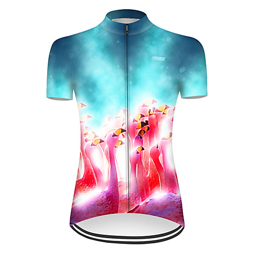 

21Grams Women's Short Sleeve Cycling Jersey Nylon RedBlue Flamingo Gradient Animal Bike Jersey Top Mountain Bike MTB Road Bike Cycling Quick Dry Breathable Sports Clothing Apparel / Micro-elastic